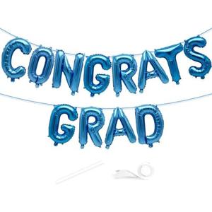 VHUWE Congrats Grad Banner Balloon, 16 Inch Black Congrats Grad Balloons for 2025 Graduation Party Decorations, Graduation Decorations Class of 2025, Congrats Grad Yard Sign 2025 Backdrop
