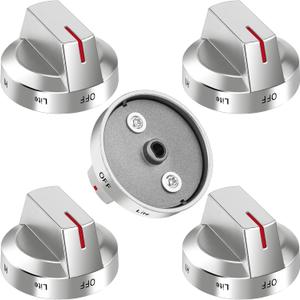 AMI PARTS DG94-03500A/Z for Samsung Stove Knob Replacement (5PCK) and DG94-04167 DG94-03500U Gas Stove Knobs-Models NX60T8111SS NX60T8311SS NX60T8711SS for Samsung Oven Burner Top Stove knobs (Silvery)