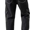 GORGLITTER Men's High Waist Baggy Jeans Wide Leg Denim Cargo Pants Contrast Stitching Skater Jeans Trousers (XXL)