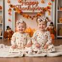 5 x Thanksgiving 4.5" Baby Girl Bows 3 Pack Soft Headband High Stretchy Hairbows Newborn Toddler (Beige&Turkey&Maple Leaf)