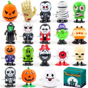 18PCS Halloween Wind Up Toys Bulk, Halloween Party Favors for Kids, Trick or Treat Goodie Bag Stuffers, Pinata Treat Bag Fillers Carnival Small Prizes Toys Classroom Gifts for Boys Girls Giveaways