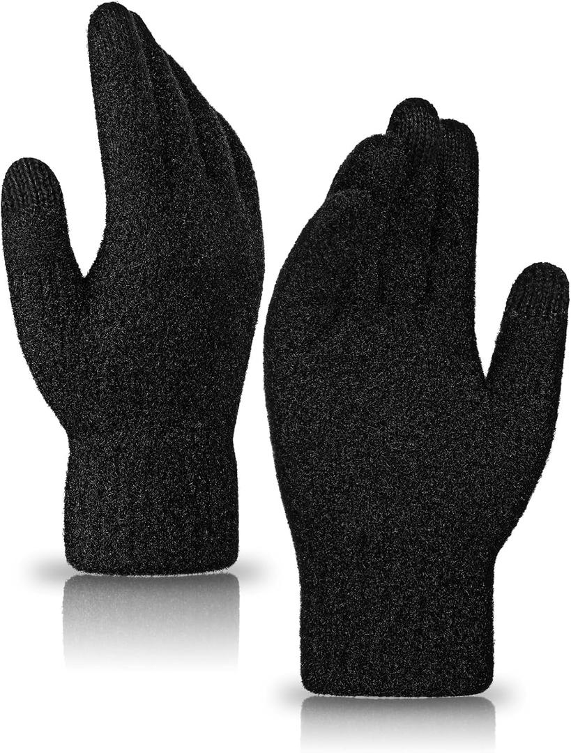 Achiou Winter Touchscreen Gloves Knit Warm Thick Thermal Soft Comfortable Wool Lining Elastic Cuff Texting for Women Men
