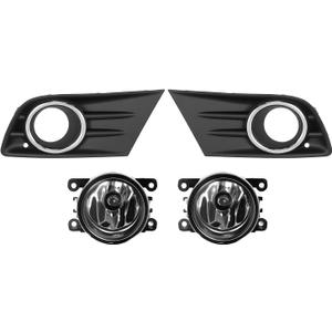 Pair Fog Light Compatible with 2012-2015 Pilot Front Bumper Fog Lamp w/Chrome Trim Cover & Halogen Left and Right Bulb 71107SZAA50 71112SZAA60 Driver and Passenger Side