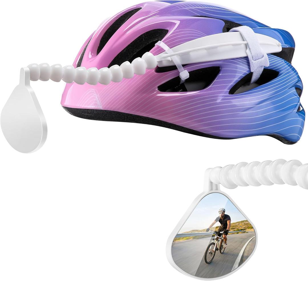 Enhon Upgraded 360 Adjustable Bike Helmet Mirror with Rear Reflector Lightweight Flat Rearview Mirror Fits Vented Helmets for MTB, Road & Long Distance Cycling Safety