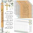 50 Sets Christian Religious Gifts Bulk Mothers Day Bible Verse Bamboo Pens and Christian Bookmarks Father's Day Inspirational Gifts for Teacher Church Bible Members VBS Women Coworker
