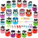Vegetable Cutter Shapes Set, 24pcs, Mini Cookie Cutters Set Fruit Cookie Pastry Stamps Mold with 30pcs Food Picks and Forks -for Kids Baking and Food Supplement Accessories