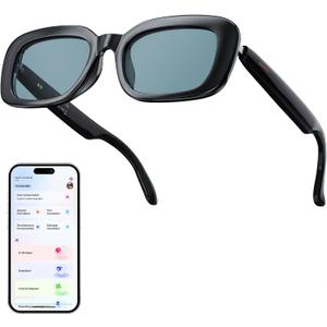 AI Smart Glasses, Bluetooth Glasses for Women Men, Bluetooth Sunglasses with UV Protection, Hands-Free Calls, Music and Voice Control for Outdoor Travel