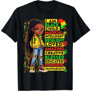 I Am Black Child History Month African American Kids Girls TShirt