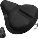 Bike Seat Cover, HUIOK Wide Gel Exercise Bike Seat Cushion for Women Men Comfort, Fits Spin, Stationary and Cruiser Bikes, Indoor Outdoor Cycling, Water Dust Resistant Cover Included (Medium-11x10x2.2 inchesblack)