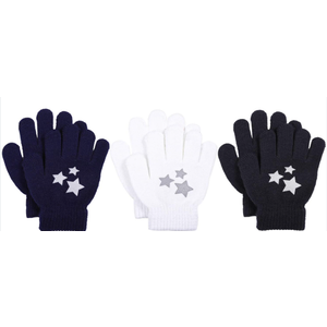 Glooarm 3 Pairs Kids Gloves Winter Gripper Knit Magic Gloves Stretch Warm Cold Weather Gloves for Boys Girls 4-12 Years
