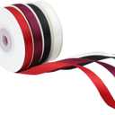 SoriDR 4 Rolls White&Black&Red&Wine Solid Satin Ribbon for Gift Wrapping Christmas Crafts,3/8" X 10 Yard Each Total 40 Yds Per Package