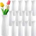 Hoolerry 12 Pcs White Flower Vases Bulk for Centerpieces Plastic White Bud Vase for Flowers Ceramic Look Flower Vase Decorative Tall Unbreakable Vase for Flowers Home Office Table(Elegant Style)