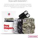 Pet Parents Washable Dog Diapers (3pack) + Extendrs of Durable Doggie Diapers, Premium Dog Diapers Female & Male (Medium, Camo) (Medium (14-20"))