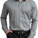 COOFANDY Mens Dress Shirts Wrinkle Free Long Sleeve Button Down Shirt Formal Business Shirts  Grey L