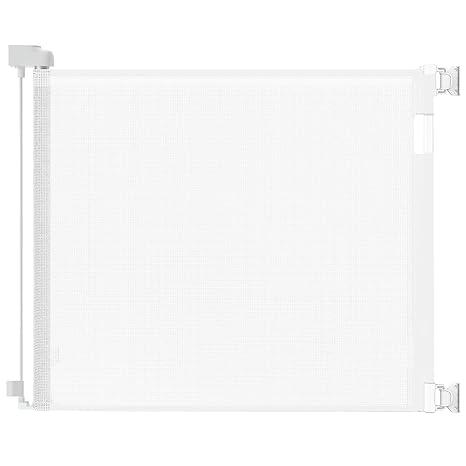 Retractable Baby Gate for Doorways and Stairs, Mesh Safety Gate for Pet, Indoor & Outdoor Use, One-Hand Operation, Easy Installation, 33.6" Tall, Expands to 55" Wide（White,33.6"x55"