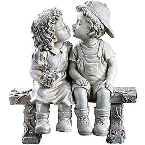 Lily's Home First Kiss Resin Garden Statue, Little Girl and Boy Kissing Yard Miniature Figurine,Small and Exquisite, 9 Inch Lily's Home First Kiss Resin Garden Statue, Little Girl and Boy Kissing Yard Miniature Figurine,Small and Exquisite, 9 Inch