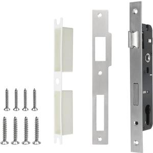 2 Piont Mortise Lock Body Fit Pella Storm Door Aluminum Alloy Storm Door Replacement Handle Set Part with Screws, 1PCS(Silver)