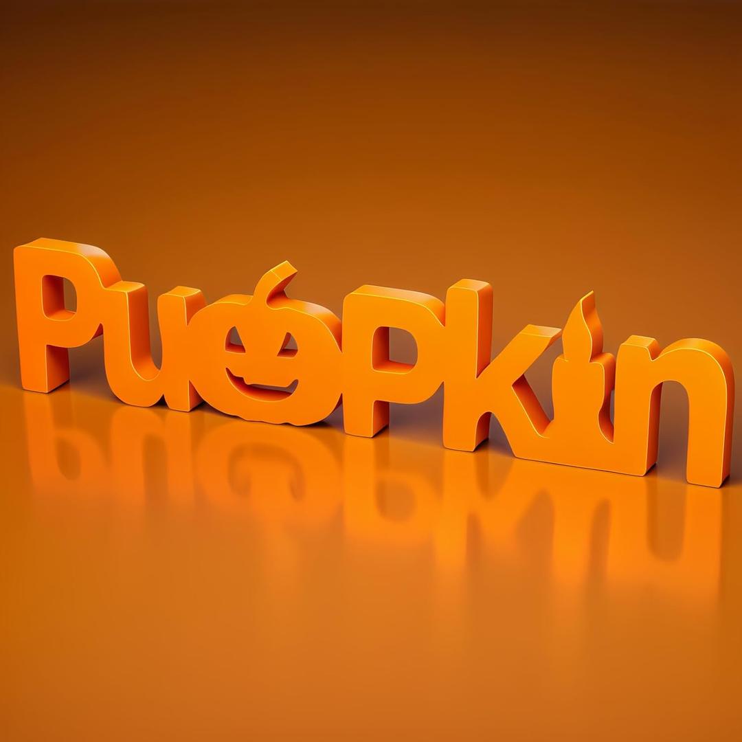 4 x Pumpkin Signs TableTop Decor Wooden Blocks Halloween Decorations for Home Wooden Pumpkins Block for Thanksgiving Decor Fall Decoration Pumpkin Letter Block Tabletop Decors for Home Office Indoor Party (Pumpkin)