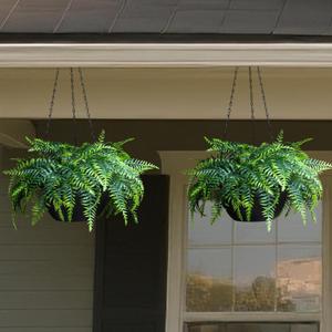 alyptus Hanging Plants Fake UV Resistant - 2-Pack Faux Greenery for Indoor/Outdoor Use - Artificial Hanging Fern for Porch, Living Room & Garden Decor - Includes Hanging Planters
