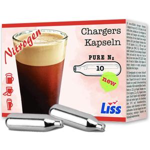 2 x Liss Pure Nitrogen Cartridges for Nitro Cold Brew Coffee - N2 Cartridge 10-Pack  For Use with Nitro Cold Brew Coffee Dispenser - Nitro Chargers for NCB Coffee, Cocktails, Tea - 2 gram Cartridges