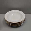 Artena 10 Ounce Pasta Bowls Set of 4, Elegant White Soup Bowls, Wide Rim Salad Bowl, Premium Porcelain Pasta Plate Bowl, Shallow Soup Plates for Eating, Microwave Dishwasher Oven Safe Bowls (9.15 inch)