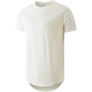 KLIEGOU Mens 100 Cotton Hipster Hip Hop Longline Crewneck T-Shirt Pre - Shrunk, Size XL