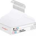 HOUSE DAY 14 Inch Kids Velvet Hangers 50 Pack, Durable Big Kids Hangers for Youth,Teen, Non Slip Kid Felt Hanger, Cute Childrens Hanger for Closet, White