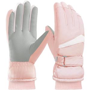 Women Ski Gloves, Windproof Thermal Touchscreen Gloves Waterproof Winter Warm Snow Glove for Skiing Cycling Outdoor Sports (Light Pink)