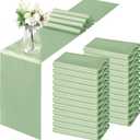 Horbaunal 24 Pack Sage Green Satin Table Runner 12 x 108 Inch, Smooth Table Runners for Wedding Banquets Birthday Party