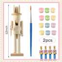 2 Pcs 12" Easter Wooden Nutcracker to Paint Unfinished Nutcracker Bunny Figures Statues Ornaments DIY with Brush Paint for Easter Spring Paintable Gifts Table Desktop Fireplace Decor
