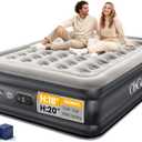 OhGeni Queen Air Mattress with Built in Pump, Inflatable Mattress Blow Up Bed 18 Raised Comfort,Upgraded Surface Portable Mattress, Air Bed for Camping, Home and Guest, Colchone Inflable, 650 lbs Max