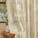 MIULEE Vintage Lace Curtains 84 Inches Long 2 Panels, Victorian Decorative Floral Scalloped Semi Sheer Curtains Light Filtering Rod Pocket Panels Decor for Bedroom Living Room, 52" W x 84" L, Beige