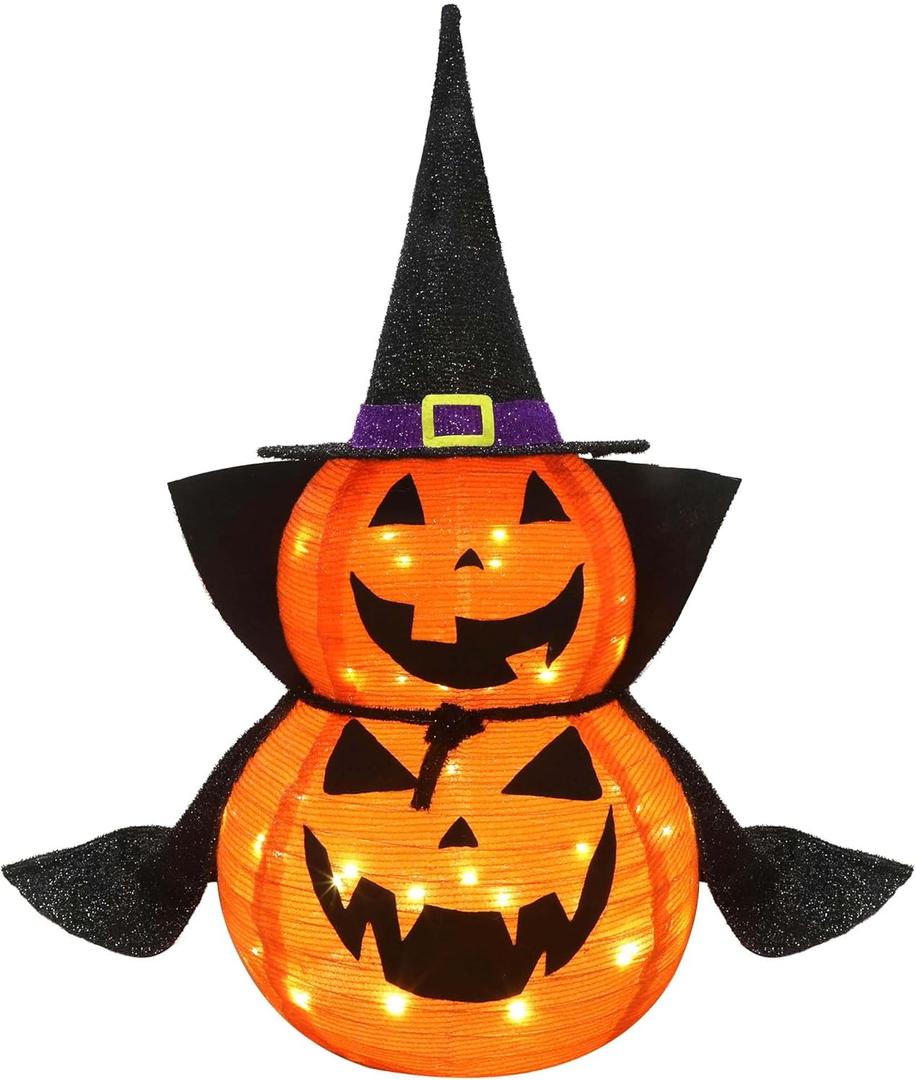 3FT Halloween Collapsible Pumpkin Decoration, 50 LED Pop-Up Pumpkin Lamp with Star Cap, Plug in Halloween Jack-O-Lantern with Metal Stand for Indoor Outdoor Garden Patio Party Decor 3FT Halloween Collapsible Pumpkin Decoration, 50 LED Pop-Up Pumpkin Lamp with Star Cap, Plug in Halloween Jack-O-Lantern with Metal Stand for Indoor Outdoor Garden Patio Party Decor