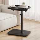 TV Tray Table, Adjustable Height, Flip-Top, Snack Side Table with 360 Swivel and 180 Tilt, C Shaped End Table for Couch, Sofa, Bed, Recliner, Black