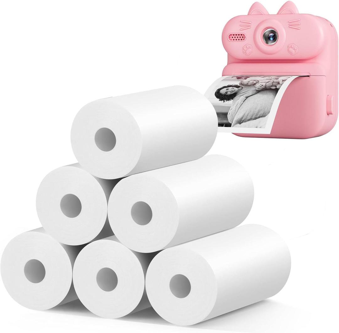 Printer Paper for Kids Instant Camera: 6 Rolls for Kids Camera Instant Print, HD Printing Thermal Print Paper