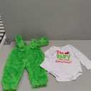 VISGOGO Infant Baby Boy Girls Christmas Jumpsuit Set Letter Print Long Sleeve Romper Green Suspender Costume Pants (18-24 Months)