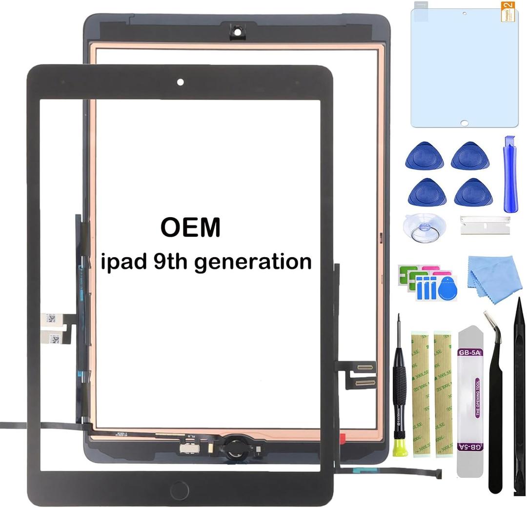 for iPad 9 (9th Generation) Screen Replacement, OEM Digitizer Touch Glass Replacement for ipad 9th Gen 10.2 inch (A2602 A2603 A2604 A26052021 Released) with Home Button (NO LCD)
