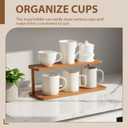 Yalikop 15.3'' 2 Tier Matcha Station Shelf Coffee Station Organizer Waterproof Bamboo Mug Holder Countertop Desk Flower Pot Holder Plant Stand Shelf Tea Coffee Bar Accessories for Kitchen Living Room
