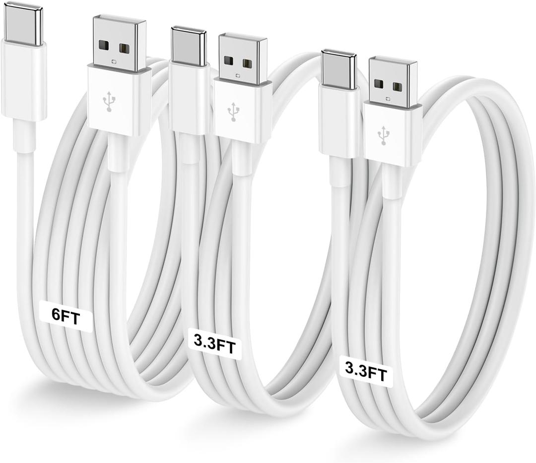 Car Carplay Cable for iPhone 17 16 15 Pro Plus Pro Max Air3-Pack [3.3FT+3.3FT+6FT] USB A to USB C Cable for iPhone 17 16 15for iPad Pro/Air/Minifor Galaxy S25 S24for MacBook Pro/Air and More (White)