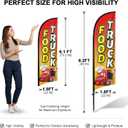 Food Truck Feather Flag With Pole Kit 8Ft Tall, Outdoor Advertising Banner Flag For Mobile Food Truck Business Sign Street Event Festival Parking Lot Use
