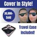 Black Leather Eye Patch with Adjustable Band and Concave Design - Comfortable Medical Eye Patch for Left or Right Eye