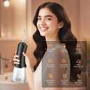 Water Dental Flosser - Portable Cordless Oral Irrigator 300ML, Rechargeable IPX7 Waterproof Irrigation Cleaner for Teeth Cleaning & Flossing, Travel & Home Use (Pure Black)