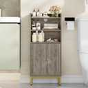 Hzuaneri Bathroom Storage Cabinet, Small Floor Cabinet with 2 Door and Shelves, Toilet Paper Cabinets, Bathroom Organizer with Adjustable Shelf, for Small Spaces Greige 7.1" D x 14.6" W x 32.7" H