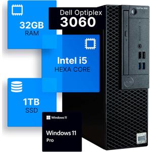 Dell Optiplex 3060 Desktop Computer | Intel i5-8500 (3.2) | 32GB DDR4 RAM | 1TB SSD Solid State | Built in WiFi | Bluetooth | Windows 11 Professional | Home or Office PC