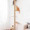 Aechonow 80inch Tall Cat Tree Wall Mount, 15.8in Top Perch Bed for Large Adult Cats, Adjustable Cat Tower Floor to Ceiling for Scratch, Climb, and Lookout