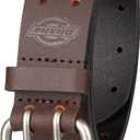 Dickies Men's Double Prong Leather Work Belt Fully Adjustable, Regular & Big and Tall Sizes (Brown, XXL)