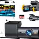 4K Dash Cam Front and Rear, 64GB SD Card, 1.5 IPS Display Car Camera, 5Ghz WiFi+App Control, Night Vision, 24H Parking Mode, G-Sensor, WDR, 170 Wide Angle, 4K+1080P Dual Dash Camera for Cars