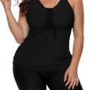 LALAGEN Womens 2025 Plus Size Tankini Swimsuits Rash Guard Capris Athletic Two Piece Swimwear Bathing Suits for Women 3XL