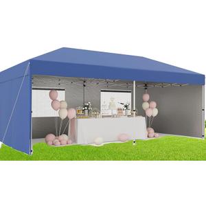10x20ft Heavy Duty Pop Up Canopy Tent with Removable Sidewalls & Reinforced Awning, UPF 50+ All-Weather Commercial-Grade Shelter for Street Vendors, Parties, Outdoor Events with Roller Bag