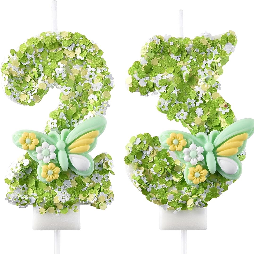 23 & 32 Birthday Candle, 23rd & 32nd Cake Candles, Number 23 & 32 Birthday Candles for Cake Topper Decoration, Green